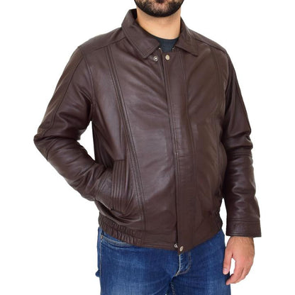 High street Dark Brown Leather Jacket For Men