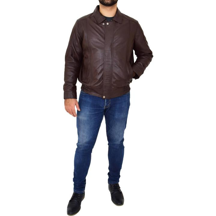 High street Dark Brown Leather Jacket For Men