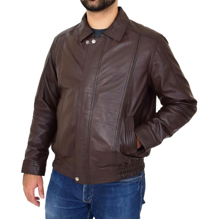 High street Dark Brown Leather Jacket For Men