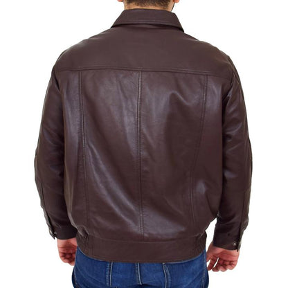 High street Dark Brown Leather Jacket For Men