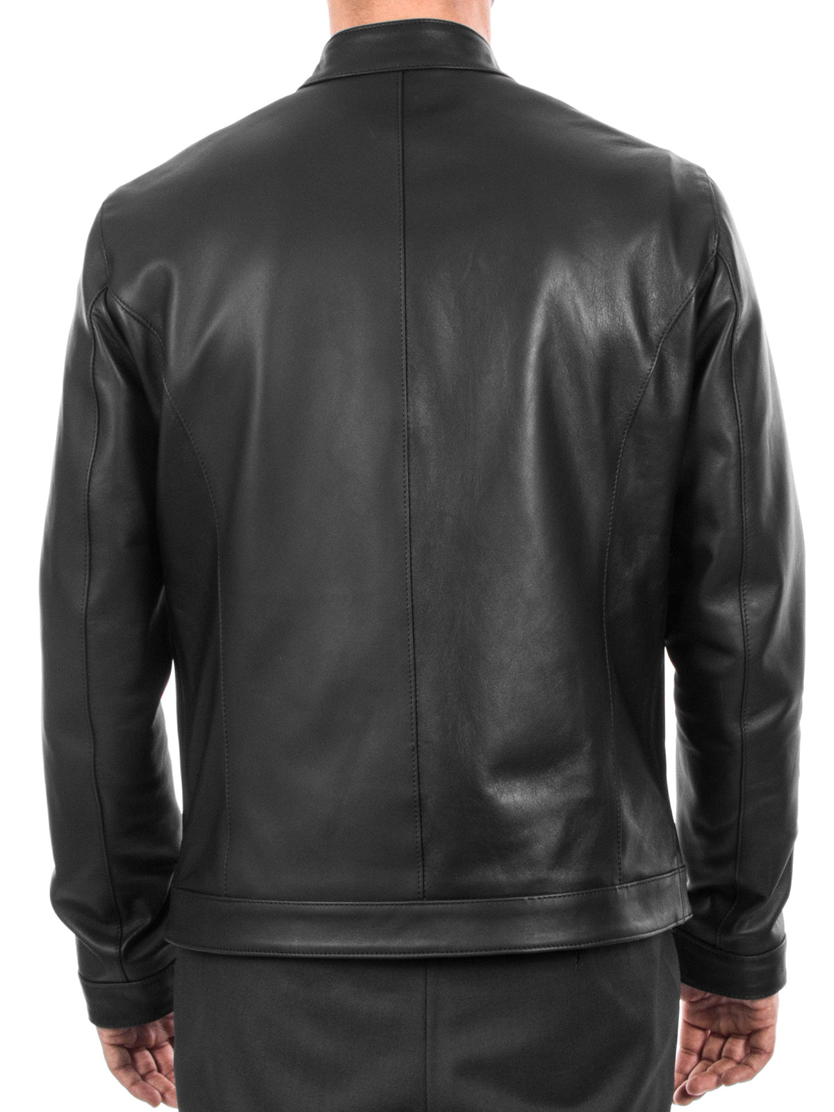 Italian Black Slim fit Men leather jacket