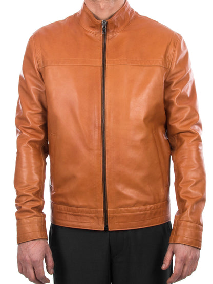 Men handmade genuine lambskin leather jacket