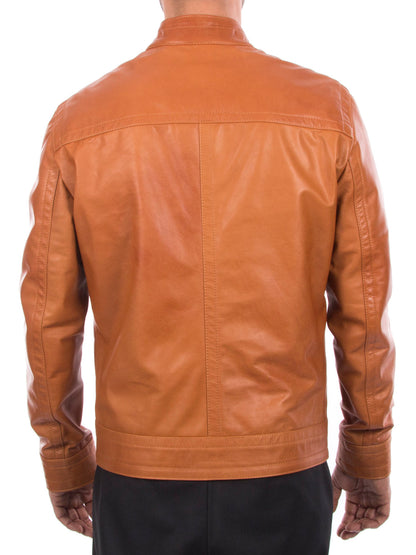 Men handmade genuine lambskin leather jacket