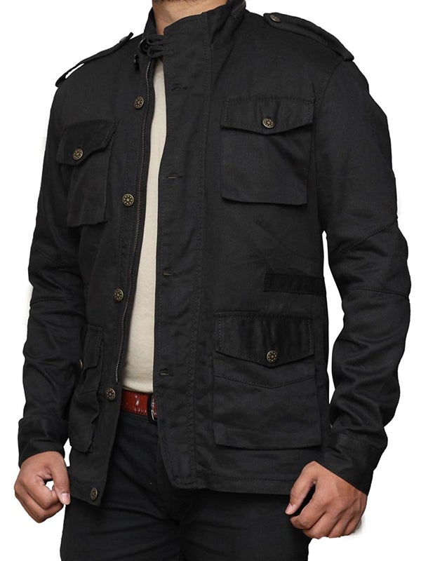 Men's Glitzy Black Leather Biker Jacket