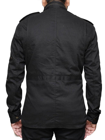 Men's Glitzy Black Leather Biker Jacket