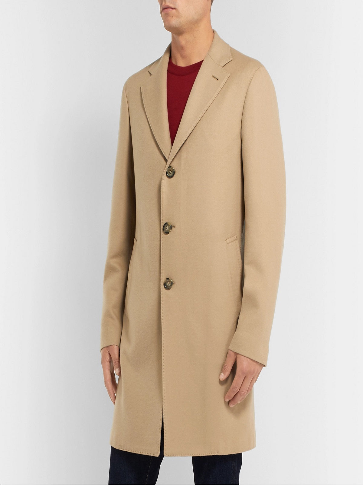 Khaki Brown Mens Wool Coat - Frozva.com