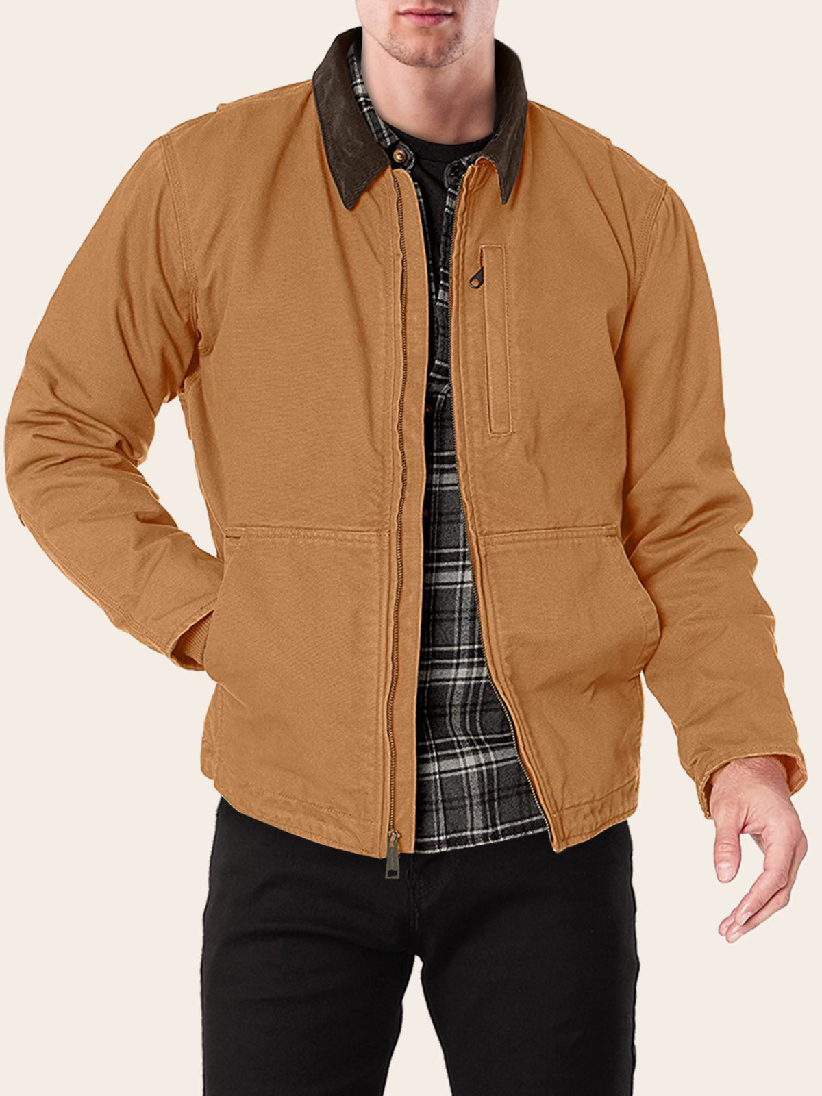 Lavish Brown Cotton Jacket For Men