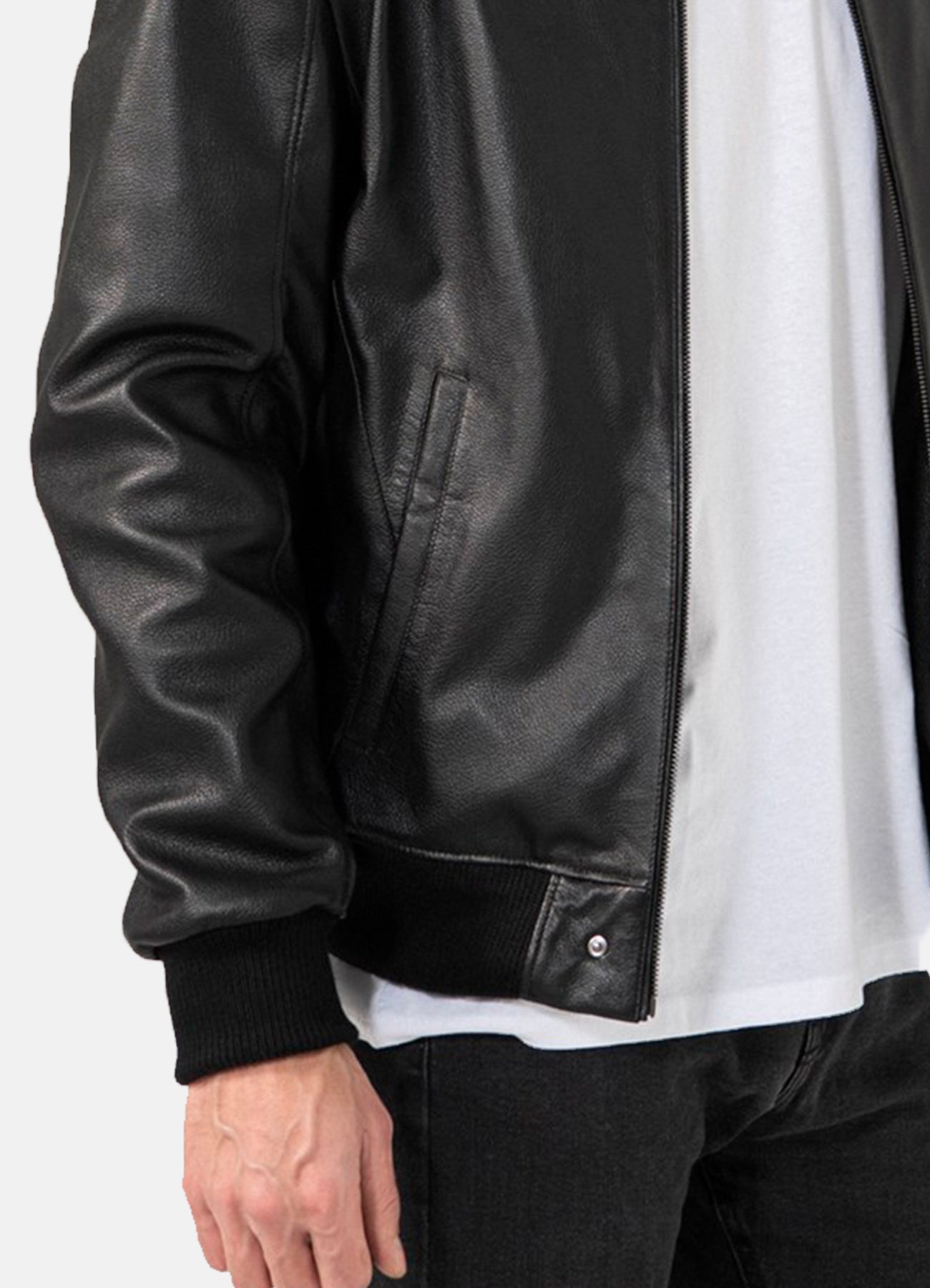 Premium Mens Black Cow Leather Bomber Jacket