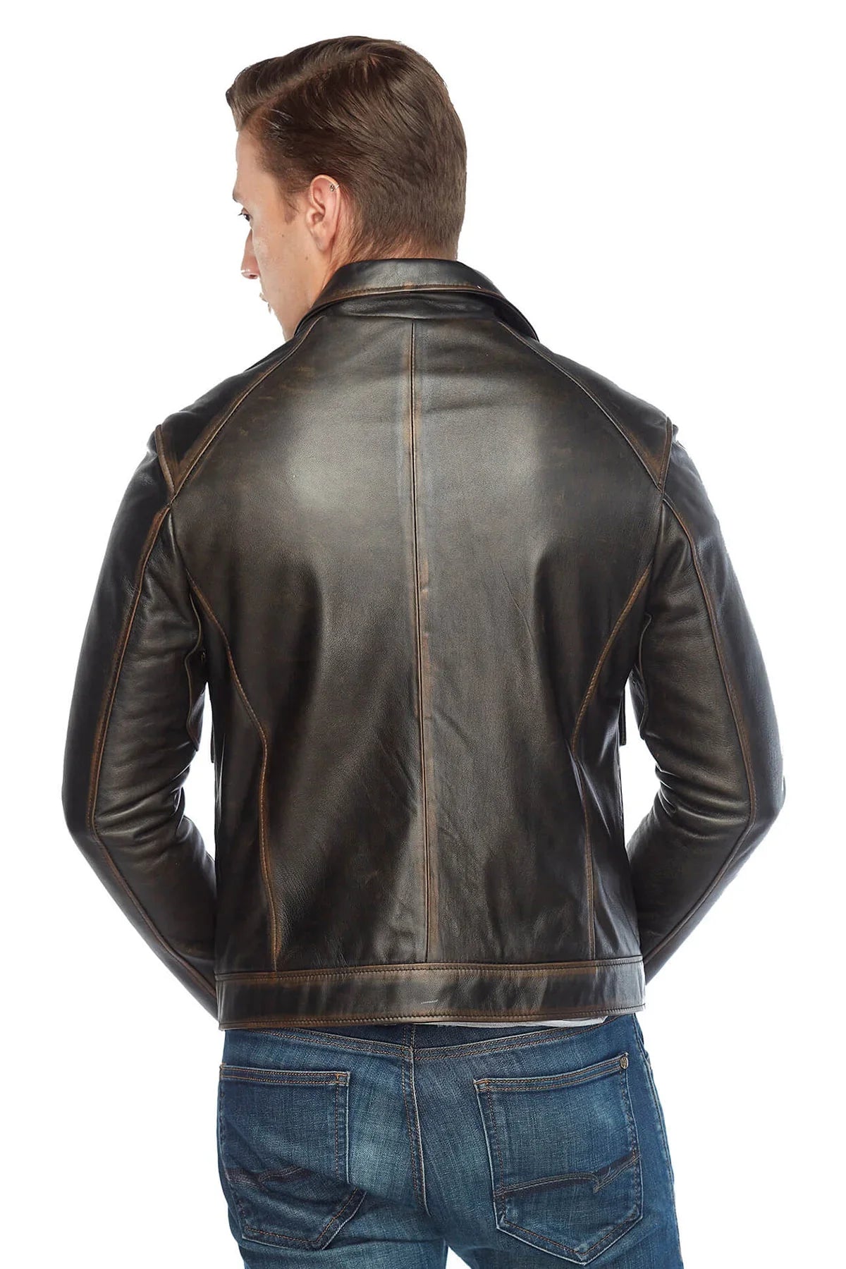 Men's Genuine Distressed Brown Leather Jacket