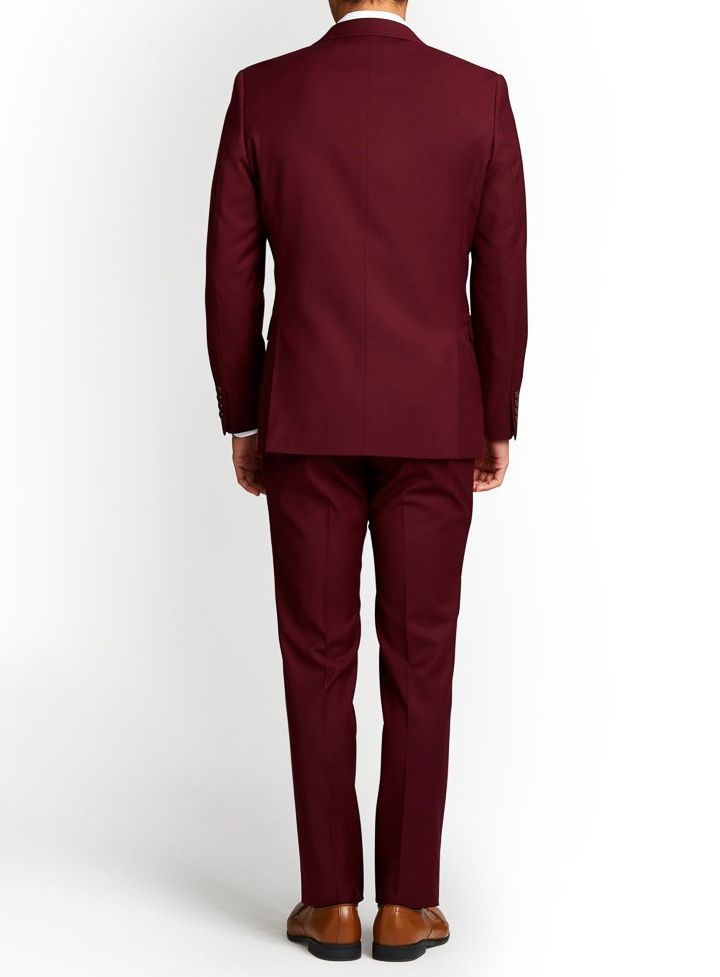 Slim Fit Three Piece Maroon Suit Men