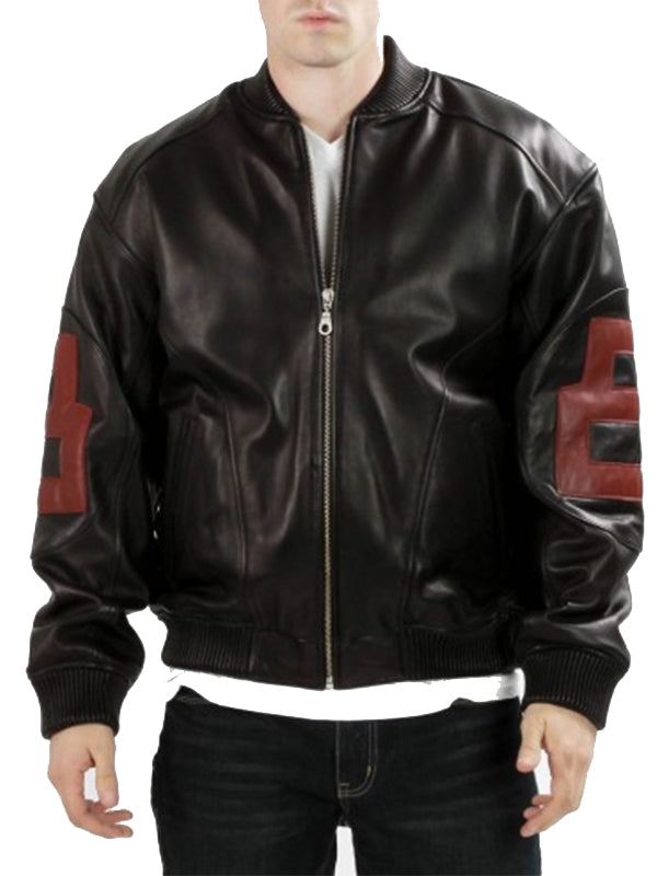 Men Maroon 8 Ball Black Bomber Jacket