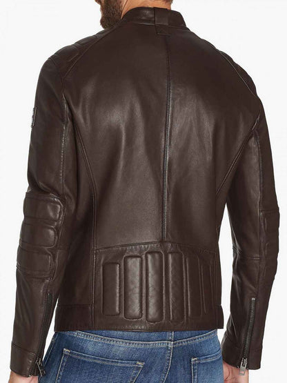 Mens Motorcycle Brown Leather Jacket