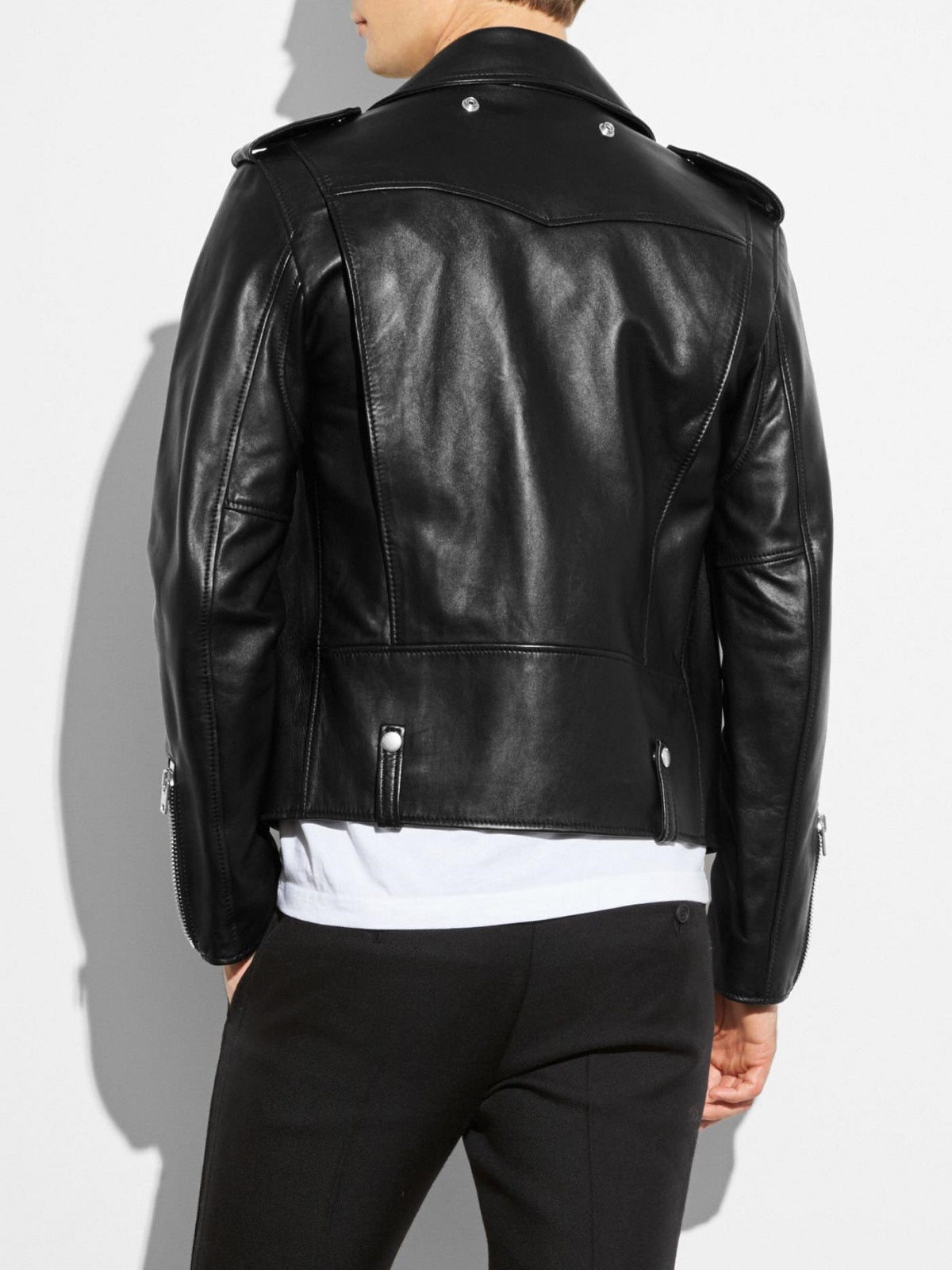 Asymmetrical Mens Black Motorcycle Jacket - Frozva