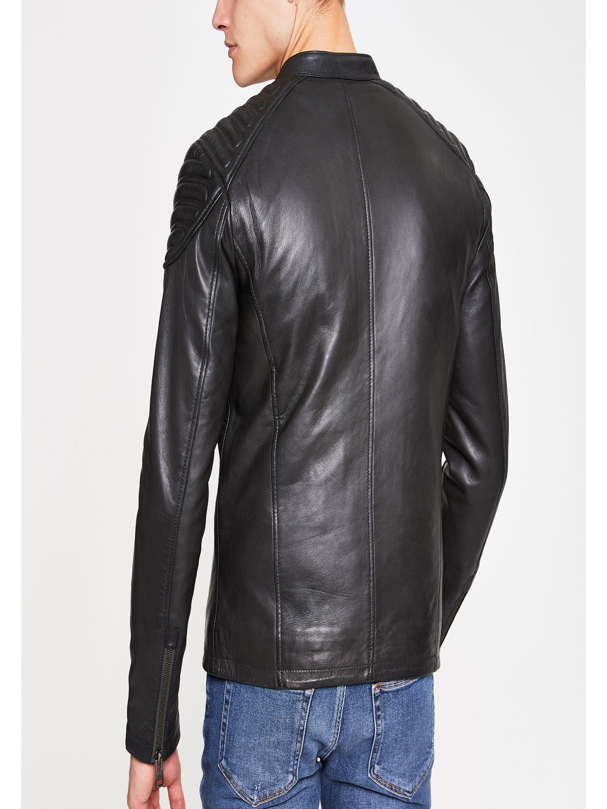 Men Black Superdry Leather Jacket - Frozva