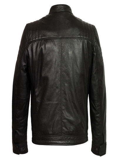 Pure Black Men Leather Jacket - Frozva