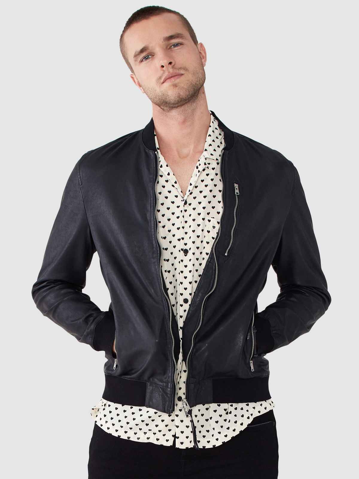 Stylish Mens Black Biker Varsity Jacket - Frozva.com