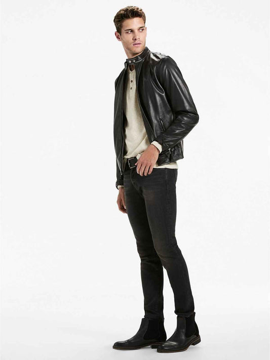 Men Black Vintage Biker Jacket – Frozva