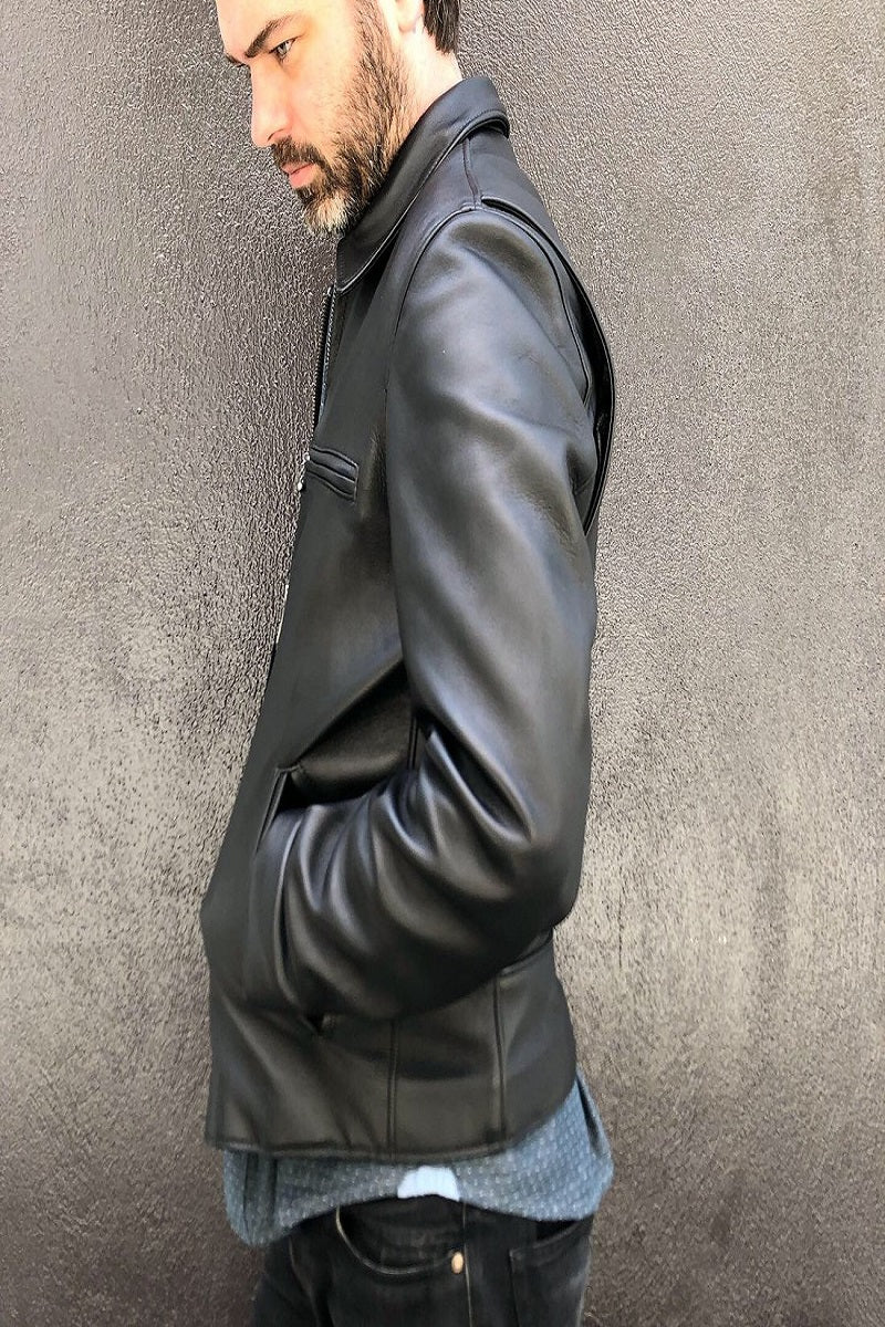 Waxy Mens Black Leather Jacket - Frozva.com