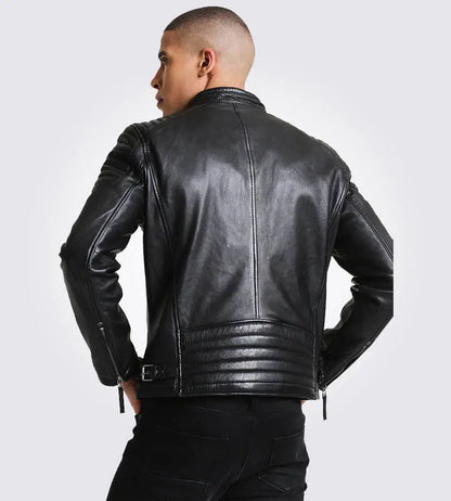 Men’s Quilted Black Leather Jacket