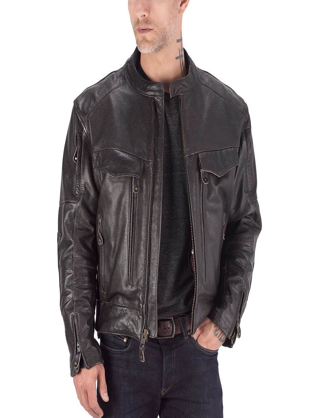 Mens Motorcycle Classic Leather Jacket – Frozva