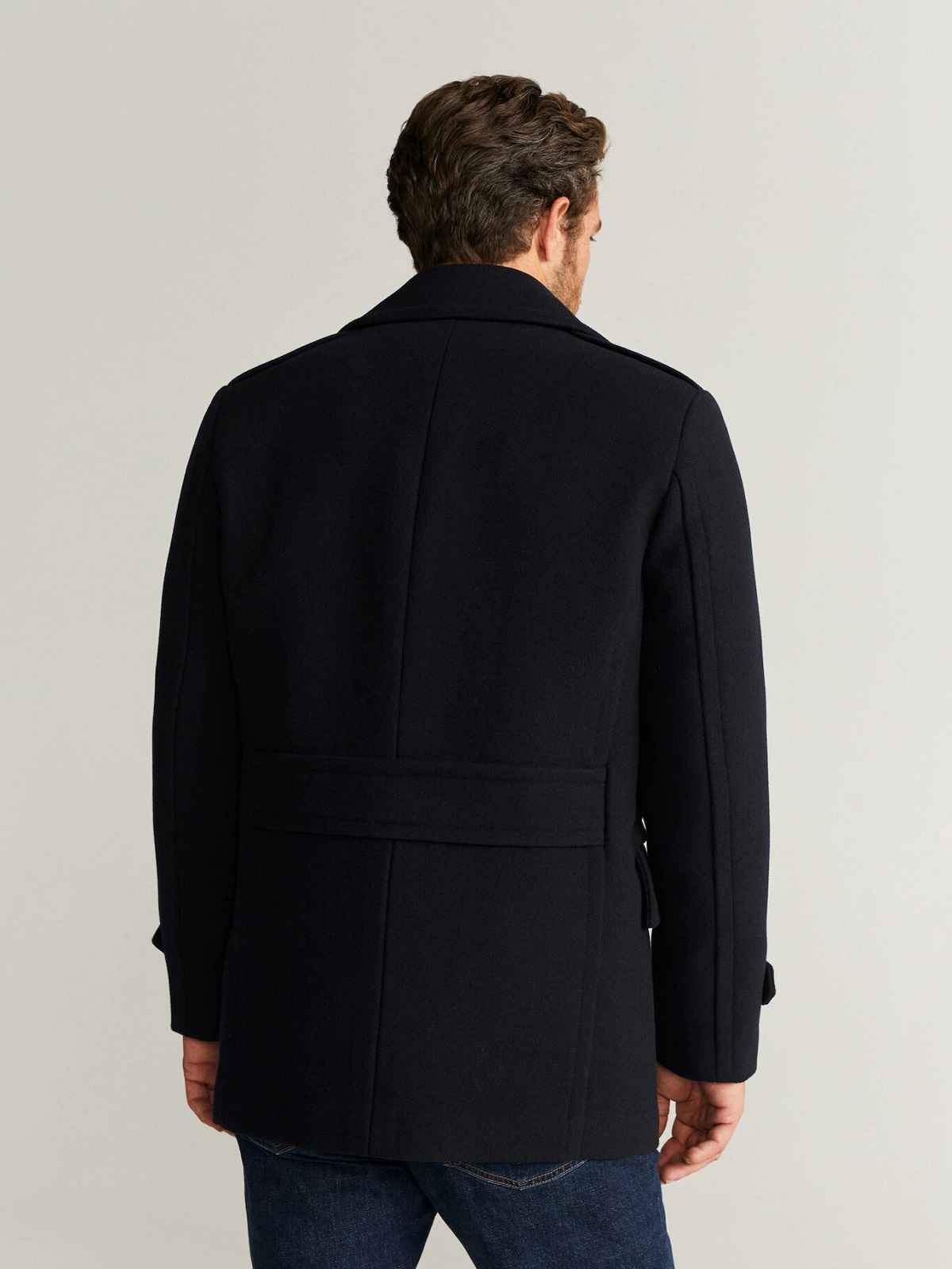 Men Black Double Breasted Wool Coat - Frozva.com