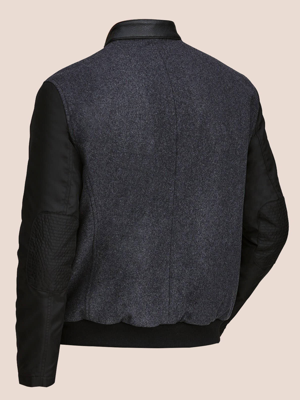 Men Elegant Style Biker Wool+Leather Jacket