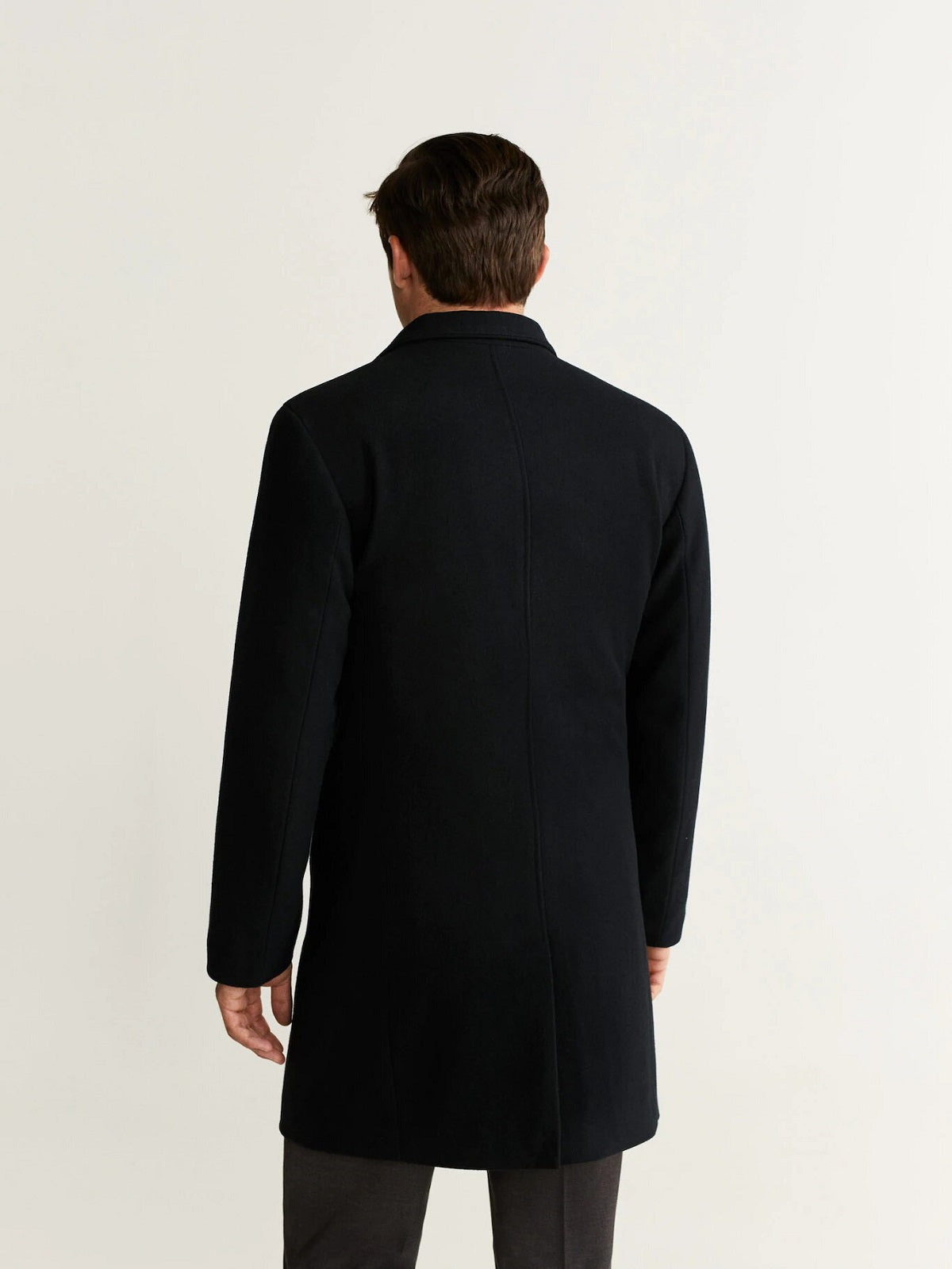 Men Jet Black Wool Trench - Frozva.com