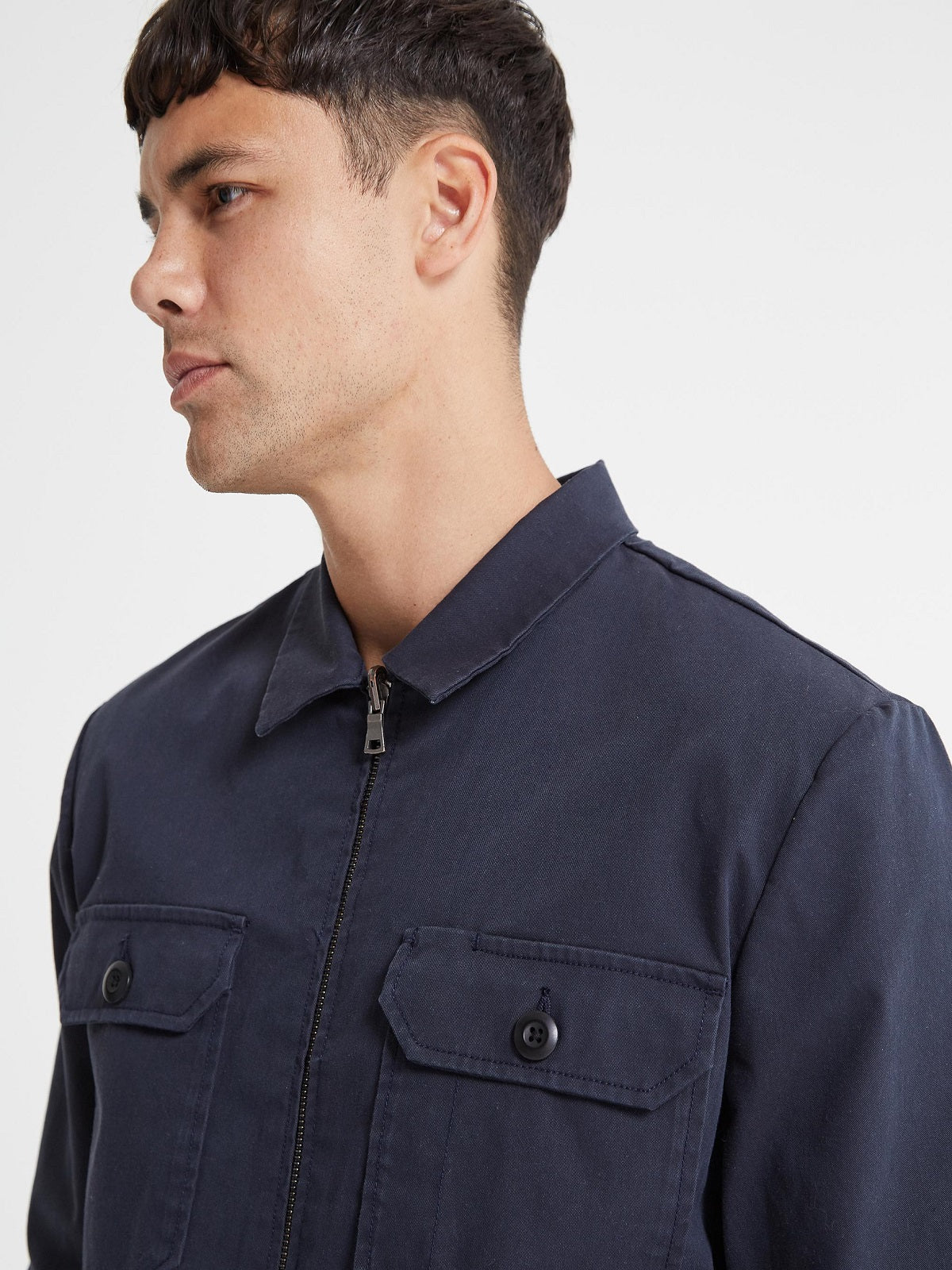 Men Night Blue Cotton Jacket - Frozva