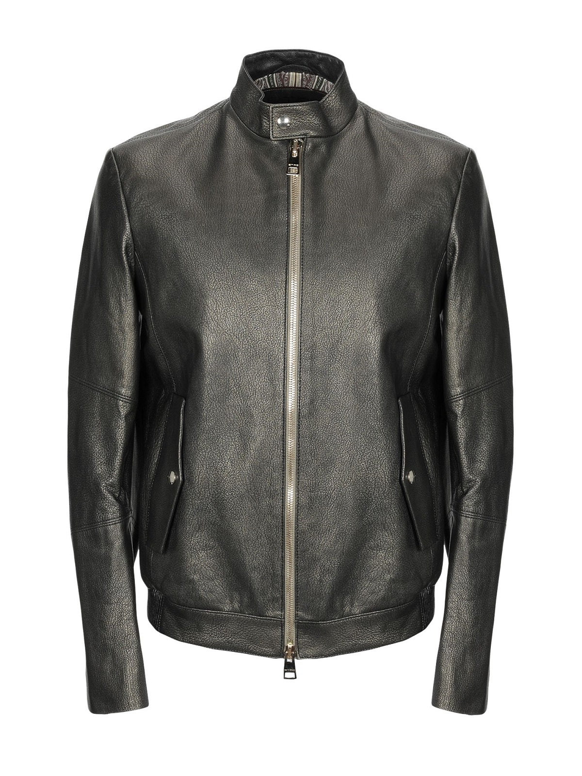 Men Shinny Jet Black Leather Jacket - Frozva