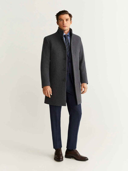 Men Smoke Grey Wool Trench - Frozva.com