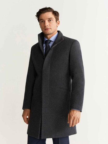 Men Smoke Grey Wool Trench - Frozva.com