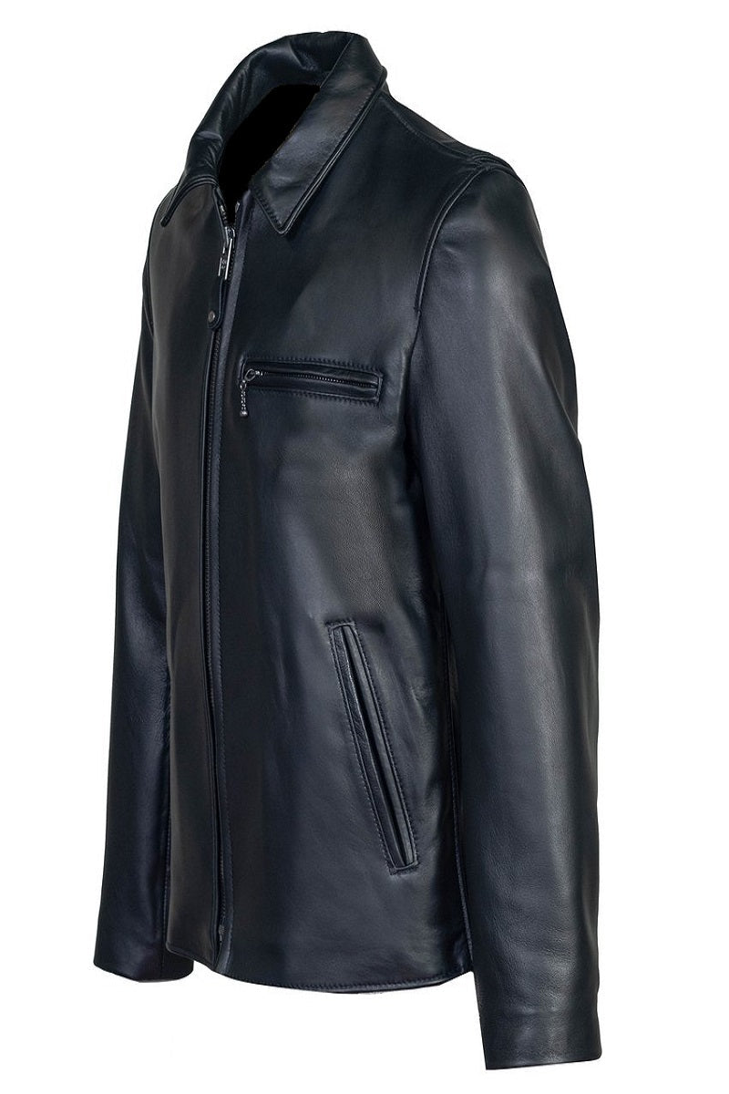 Waxy Mens Black Leather Jacket - Frozva.com