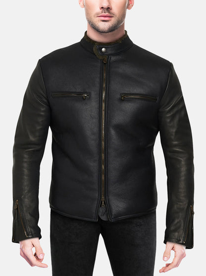 Men's Black Biker Hybrid Jacket