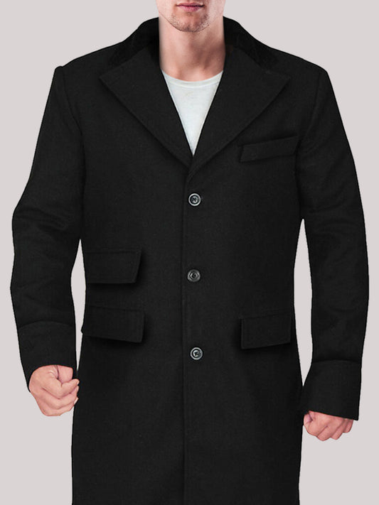 Men's Black Stylish Wool Coat - Frozva.com