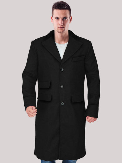 Men's Black Stylish Wool Coat - Frozva.com