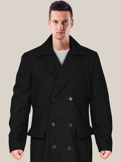 Men's Black Wool Coat