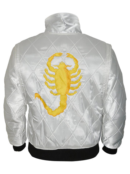 Men's Exclusive White Scorpion Satin Jacket