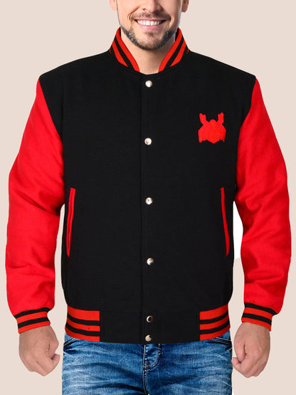 Black & Red Men's Magnetic Varsity Jacket