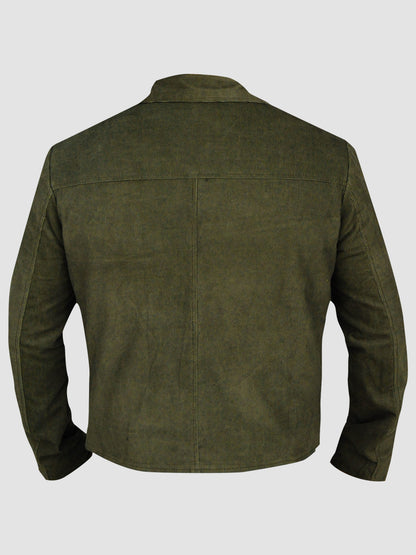 Men's Modish Green Cotton Retro Jacket