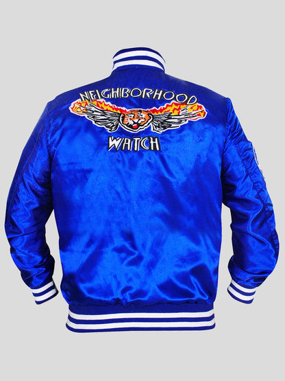 Men's Shiny Blue Satin Jacket - Frozva