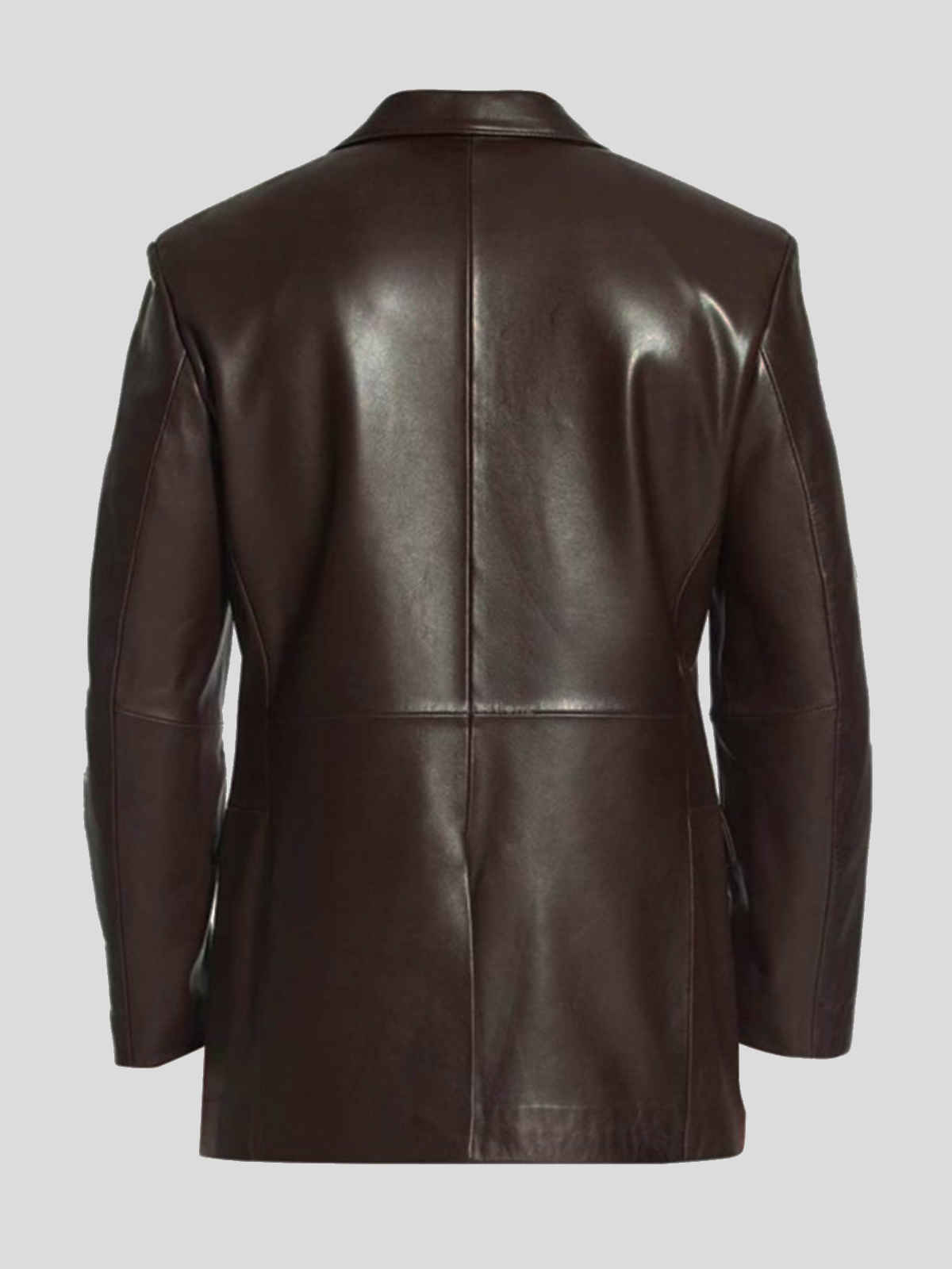 Mens Brown Single Breasted  Leather Blazer Coat