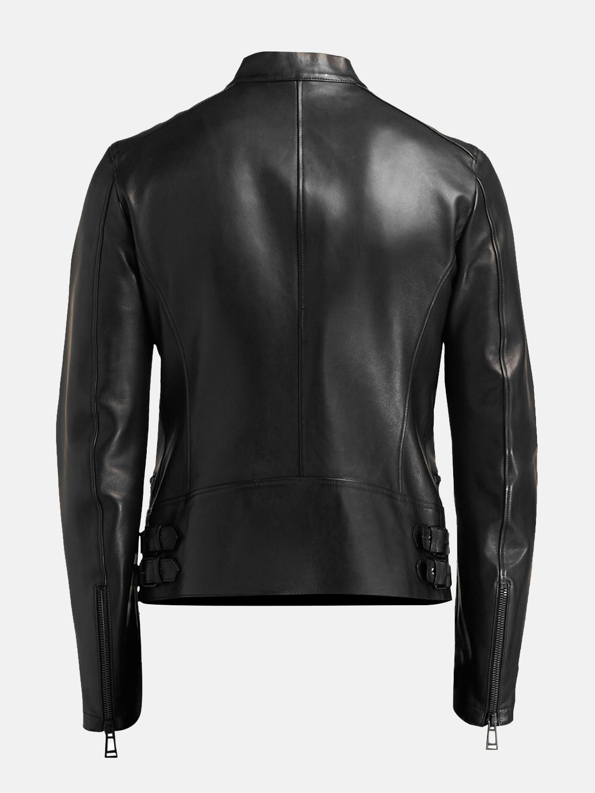 Men's Slim-Fit Black Nappa Leather Moto Jacket