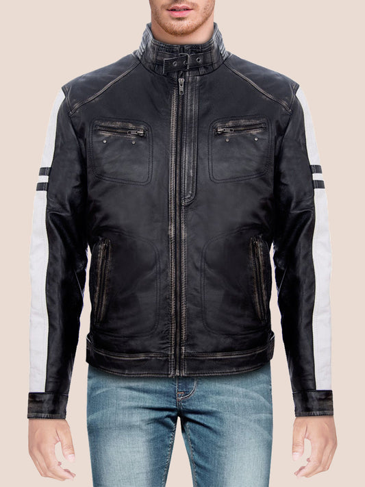 Biker Men's Vintage Racing Quilted Jacket