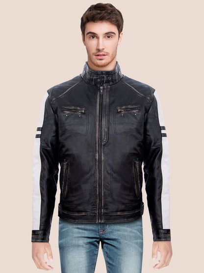 Biker Men's Vintage Racing Quilted Jacket