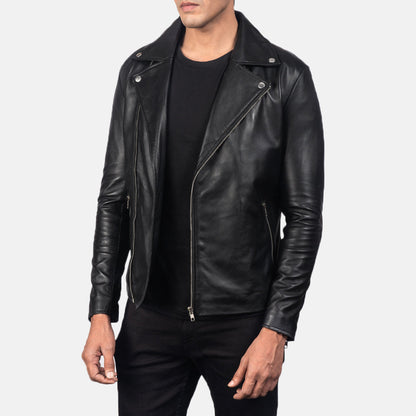 Men Black Leather Biker Jacket