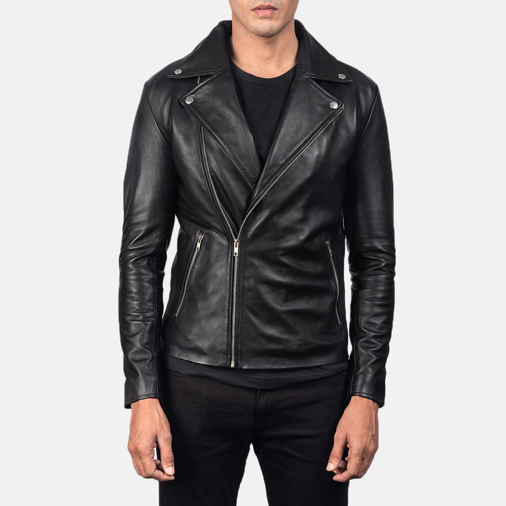 Men Black Leather Biker Jacket