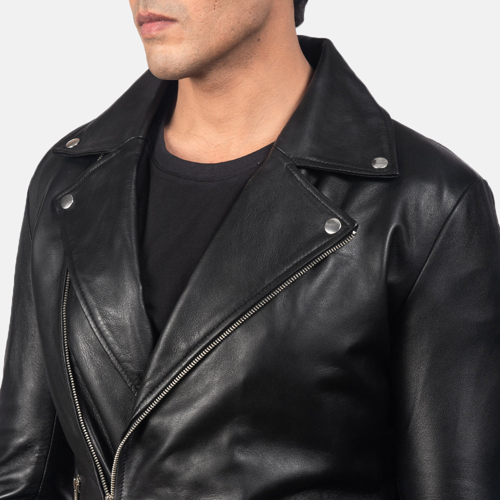 Men Black Leather Biker Jacket