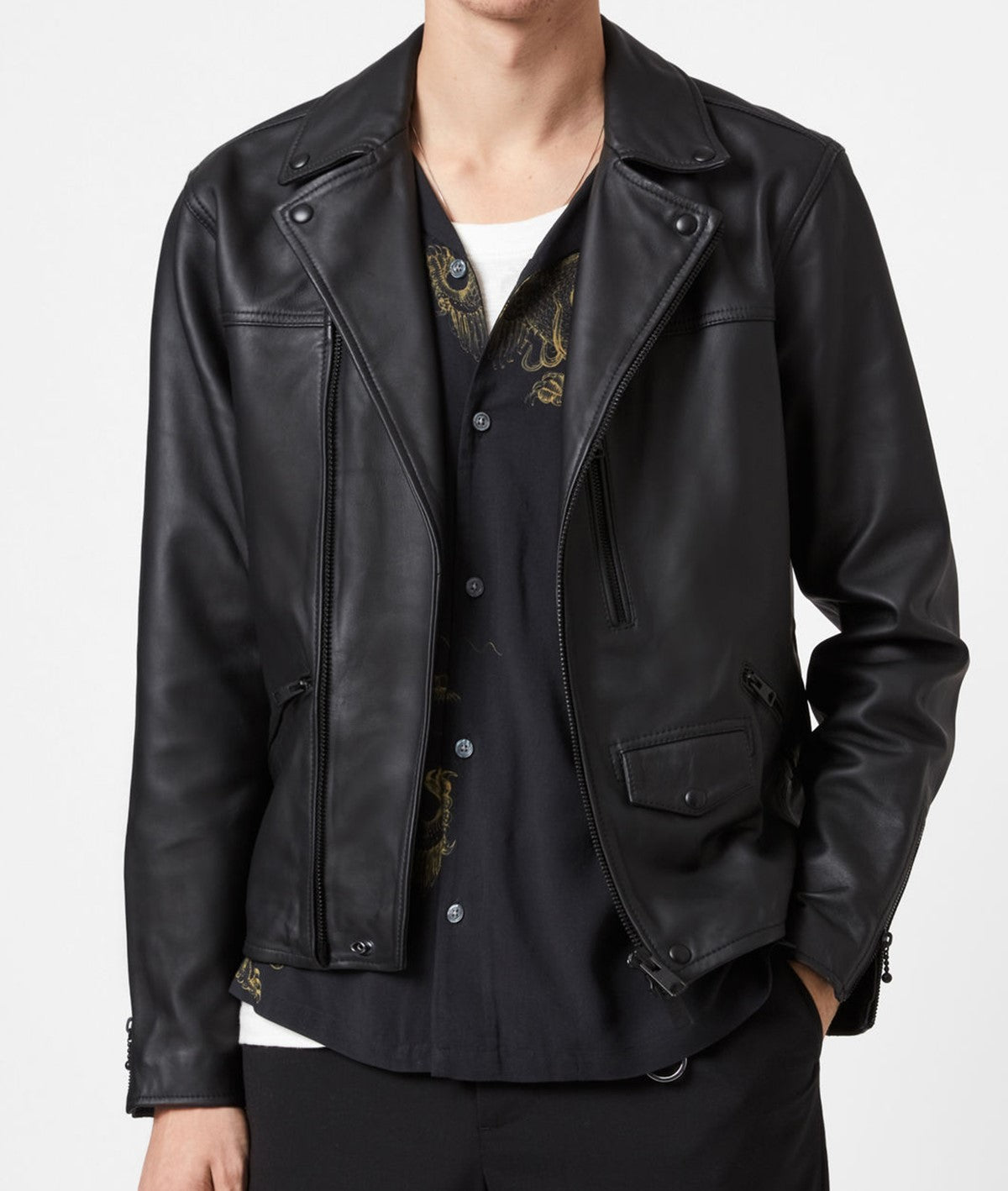 Mens Biker Dark Leather Jacket