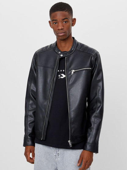 Genuine Black Leather Jacket Men