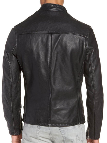 Mens Vintage Black Cowhide Leather Jacket